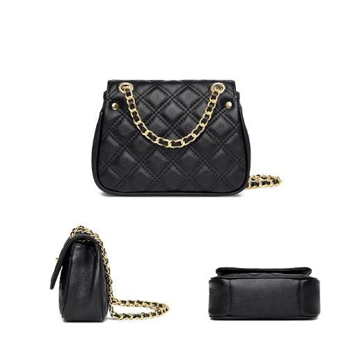 Bolsa Feminina Tiracolo de Couro Xadrez